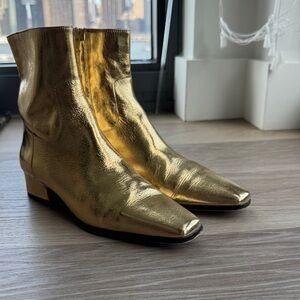 Steve Madden Gold Leather Ankle Boots